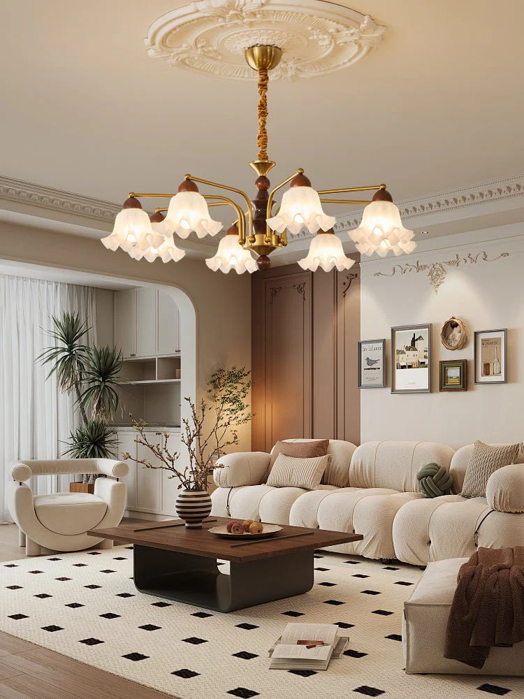 Lylaeen Elegance Vintage Glass Wood Chandelier - Image 21