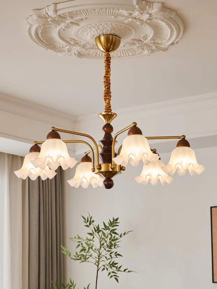 Lylaeen Elegance Vintage Glass Wood Chandelier - Image 22