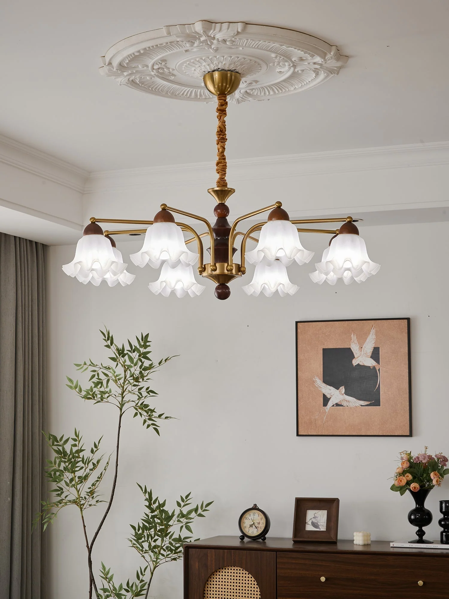 Lylaeen Elegance Vintage Glass Wood Chandelier - Image 28