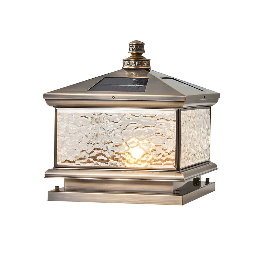 Dna Retro Square Antique Glass Outdoor Mount Post Light - Image 3