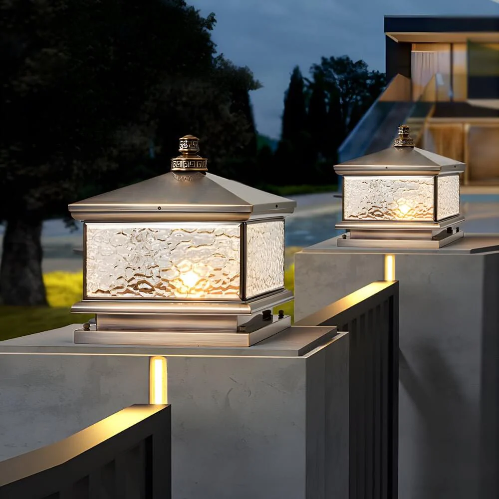 Dna Retro Square Antique Glass Outdoor Mount Post Light - Image 5