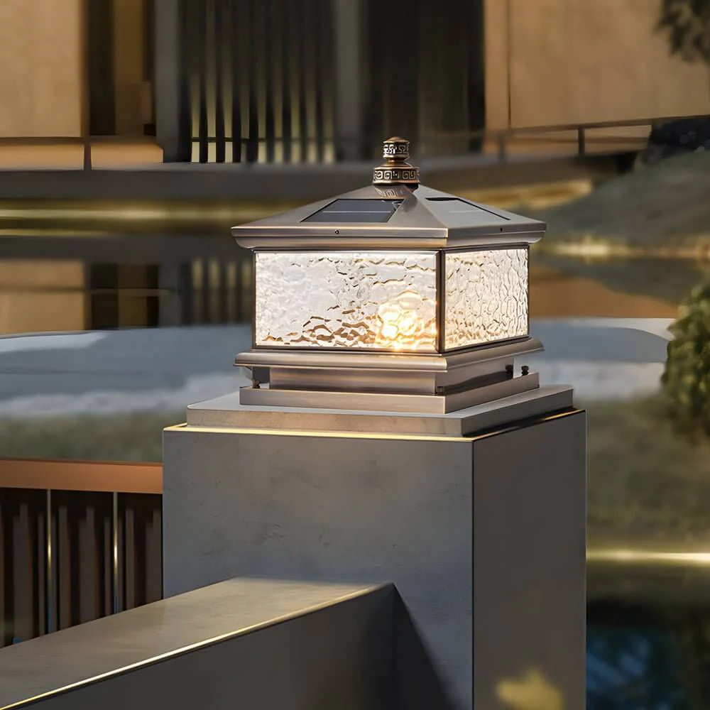 Dna Retro Square Antique Glass Outdoor Mount Post Light - Image 6