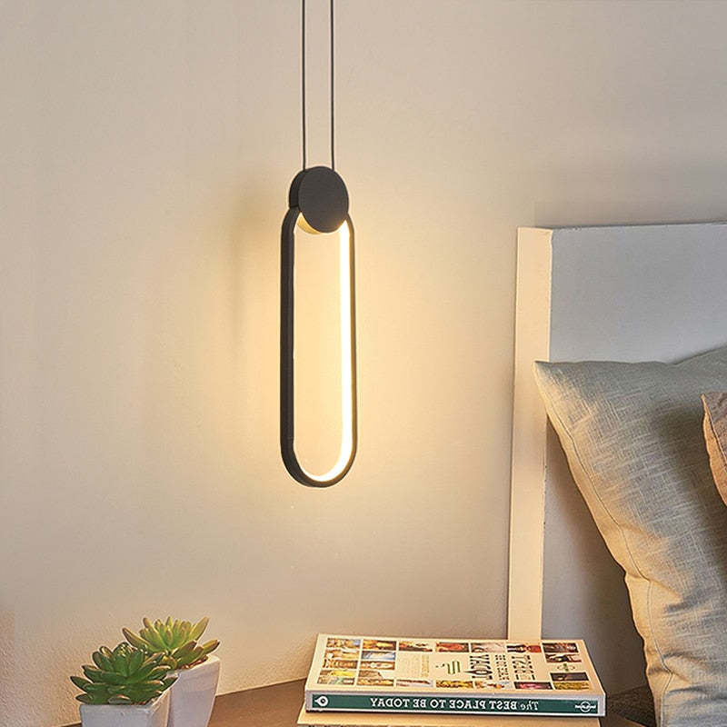 Doria Modern LED Pendant Light Black/White Metal Living Room - Image 10