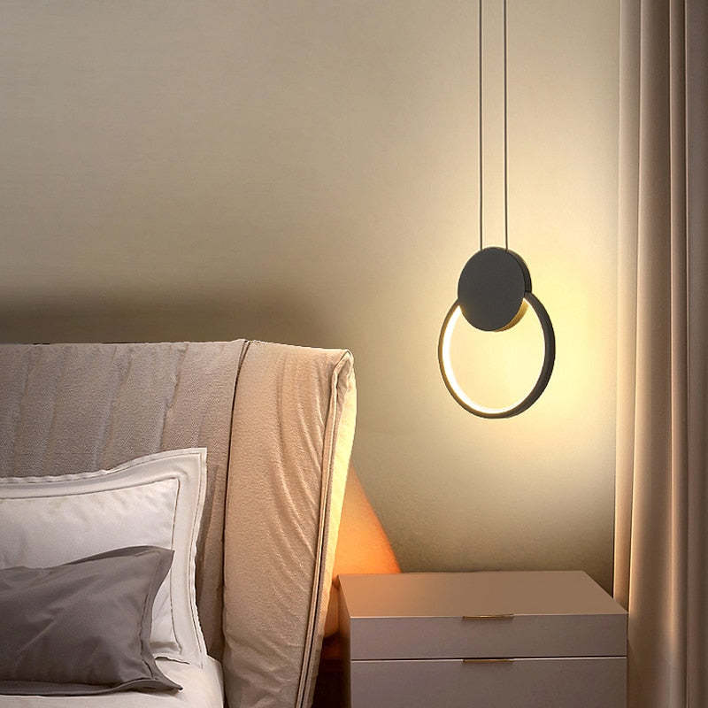 Doria Modern LED Pendant Light Black/White Metal Living Room - Image 11