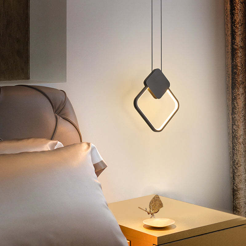 Doria Modern LED Pendant Light Black/White Metal Living Room - Image 12