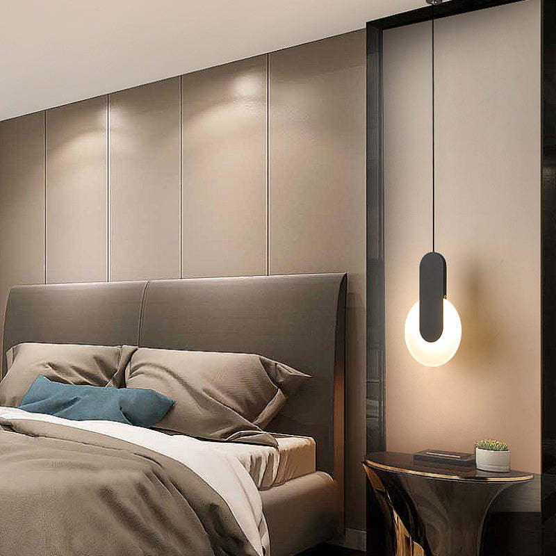 Doria Modern LED Pendant Light Black/White Metal Living Room - Image 14