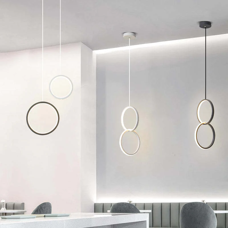 Doria Modern LED Pendant Light Black/White Metal Living Room - Image 17