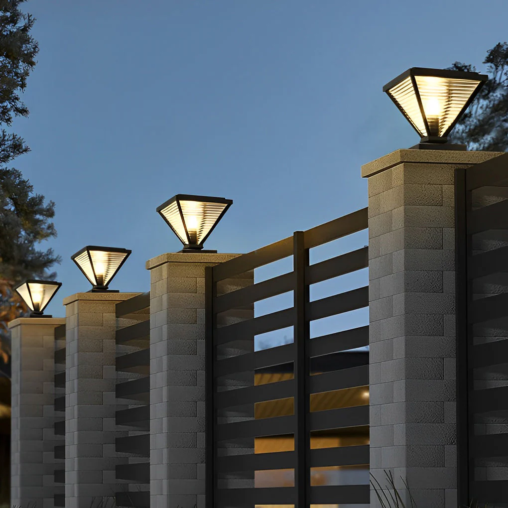 Drucilla Simple Geometric Modern Steel Outdoor Fence Post Lights - Image 10
