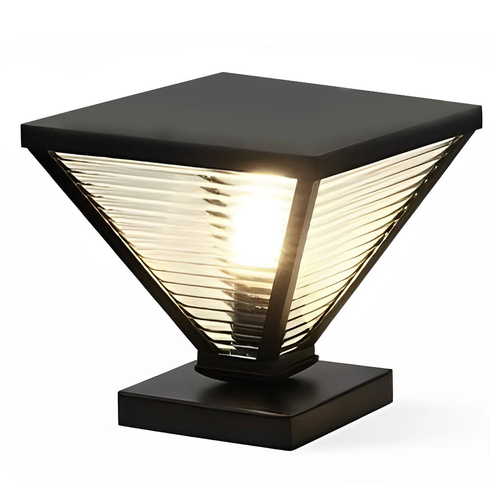 Drucilla Simple Geometric Modern Steel Outdoor Fence Post Lights - Image 12