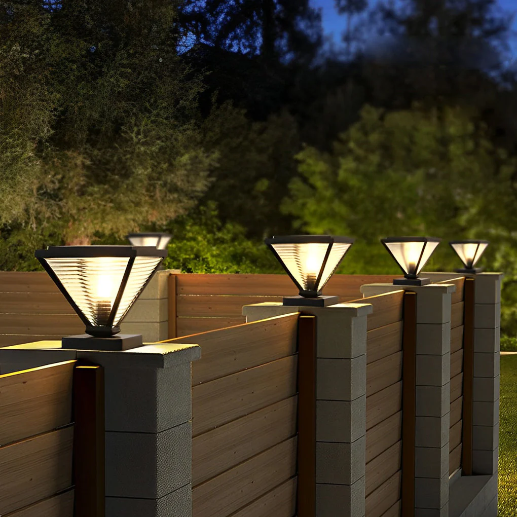 Drucilla Simple Geometric Modern Steel Outdoor Fence Post Lights - Image 5