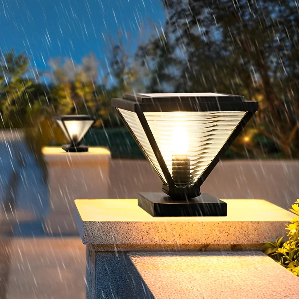 Drucilla Simple Geometric Modern Steel Outdoor Fence Post Lights - Image 8