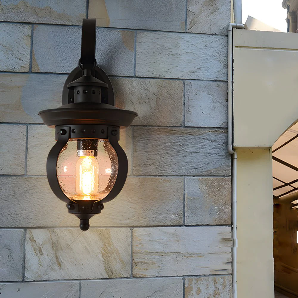 Duncan Seeded Globe Glass Outdoor Wall Lantern