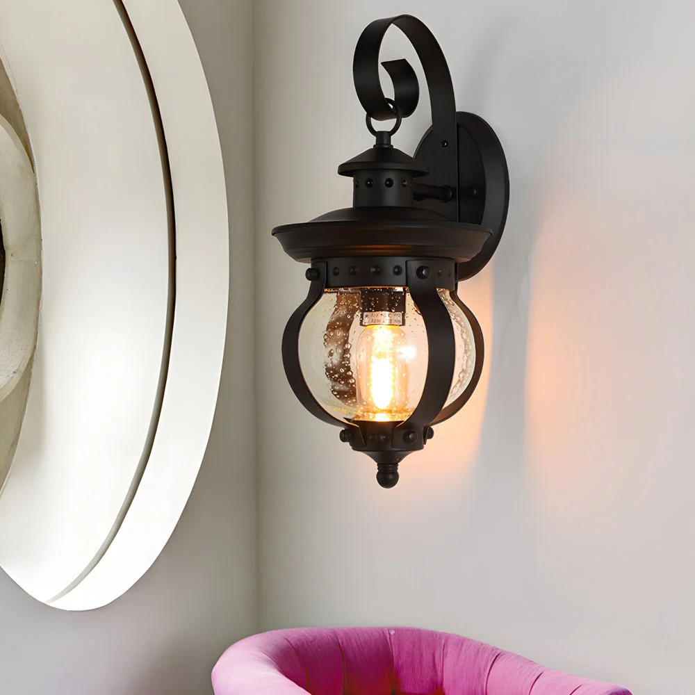 Duncan Seeded Globe Glass Outdoor Wall Lantern - Image 2