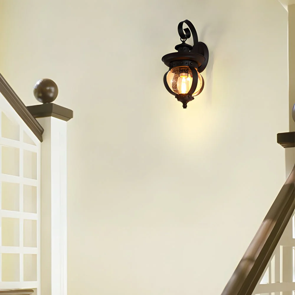 Duncan Seeded Globe Glass Outdoor Wall Lantern - Image 4
