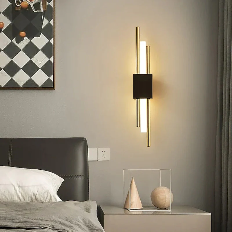 Dune Modern Bar Metal LED Wall Lamp, Black/Gold - Image 2