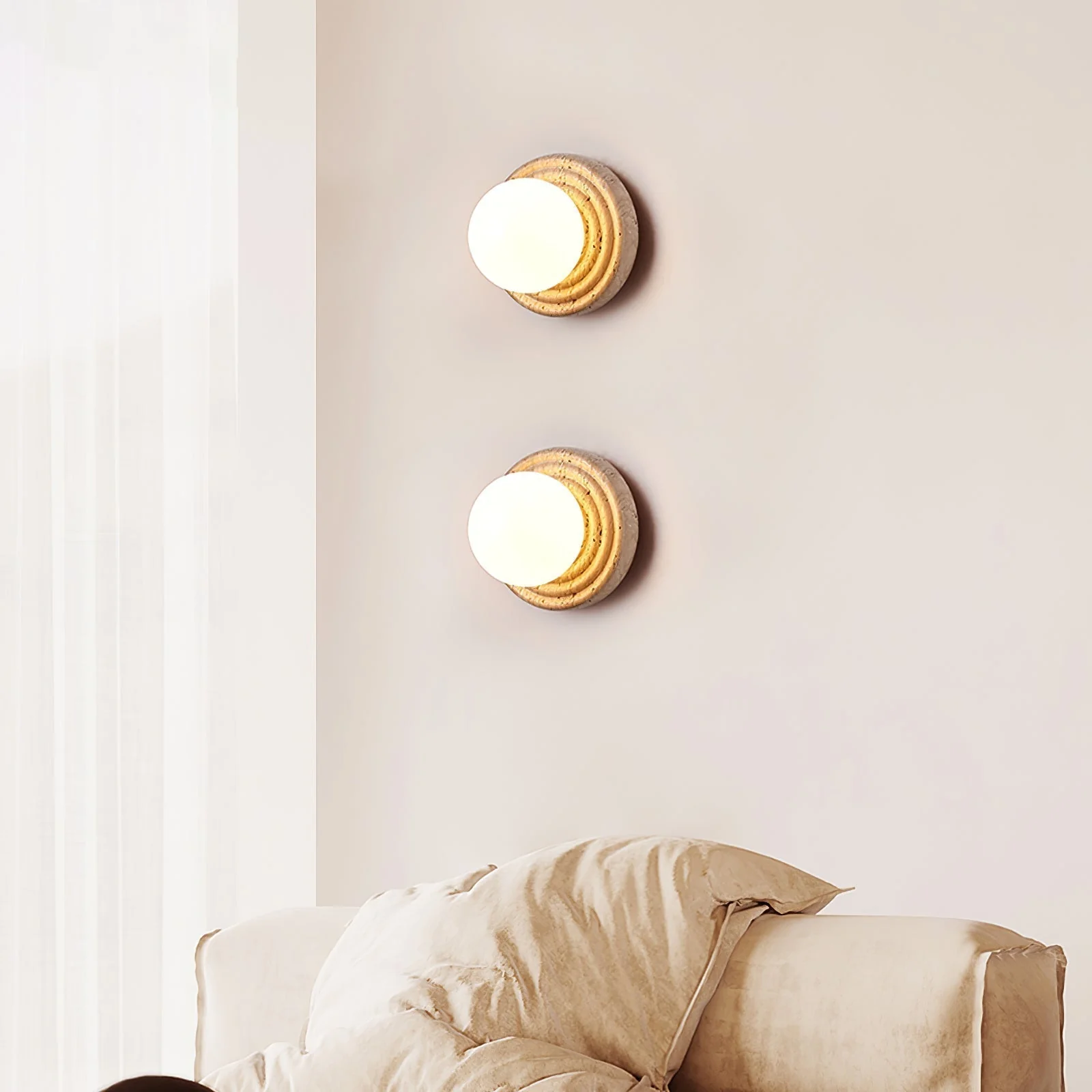 Echo Travertine Globe Wall Lamp - Image 2