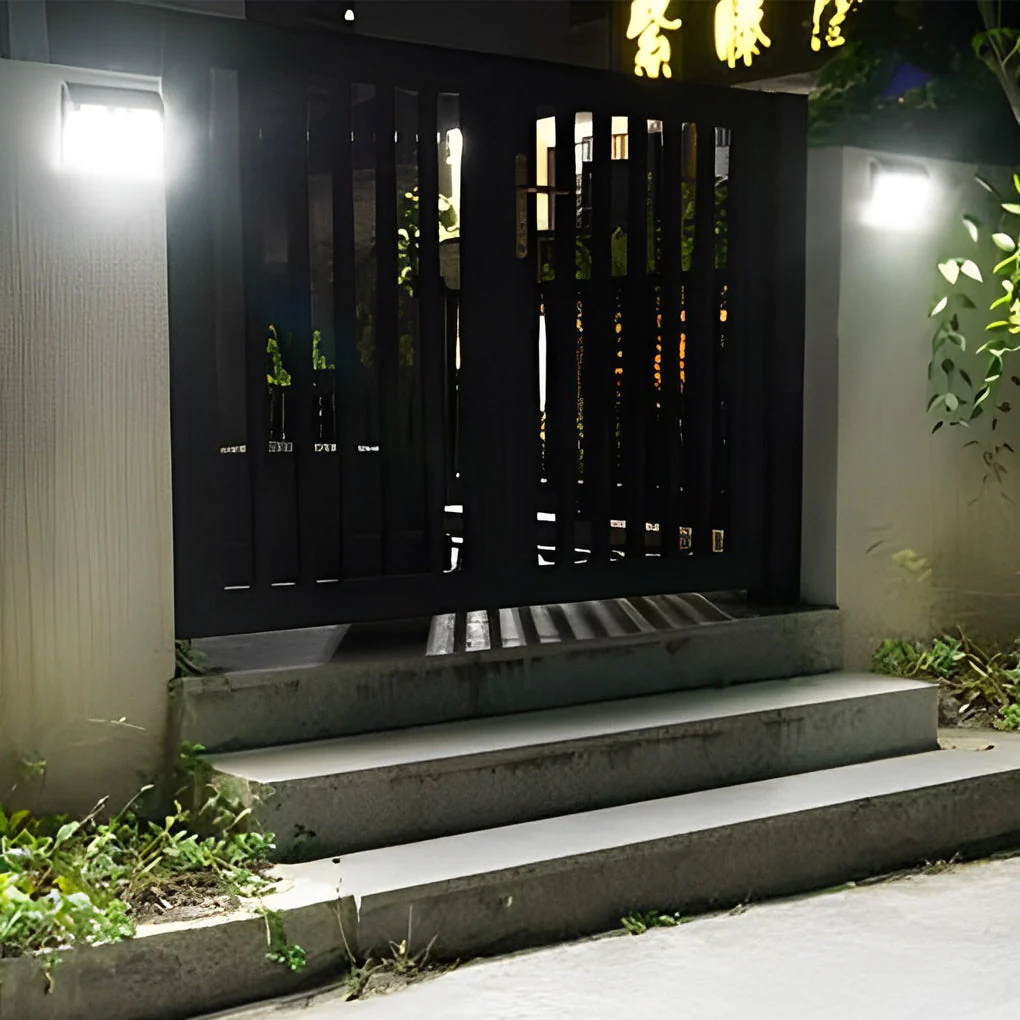 Edelin Rectangular LED Motion Sensor Steel Outdoor Wall Lamp - Image 5