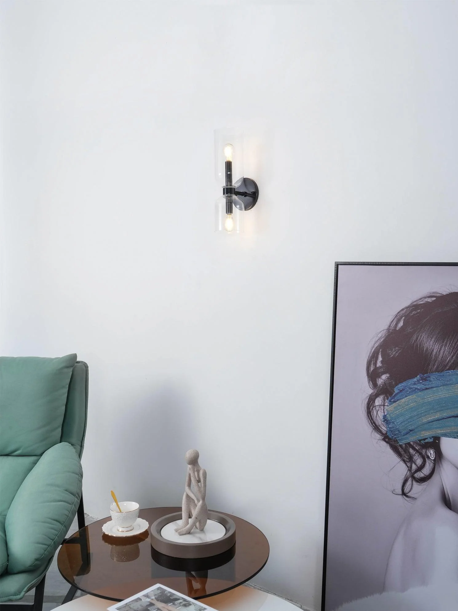 Edie Modern Minimalist Glass Wall Lamp - Image 3