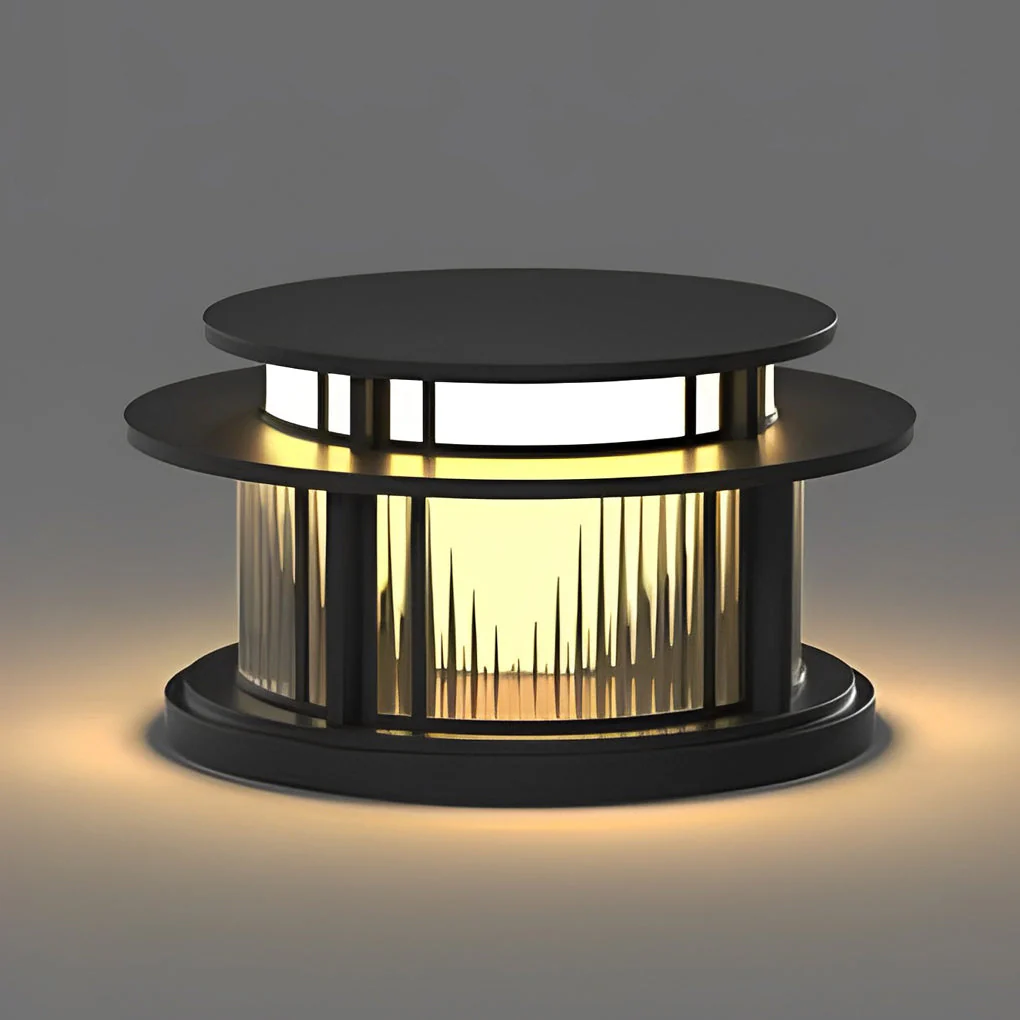 Eery Round Modern Steel Outdoor Fence Post Pillar Light - Image 4
