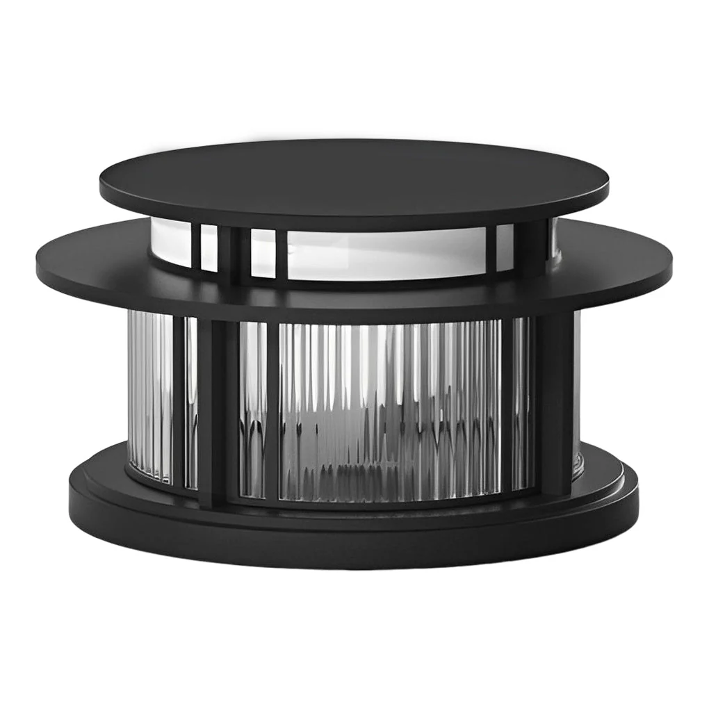 Eery Round Modern Steel Outdoor Fence Post Pillar Light - Image 5