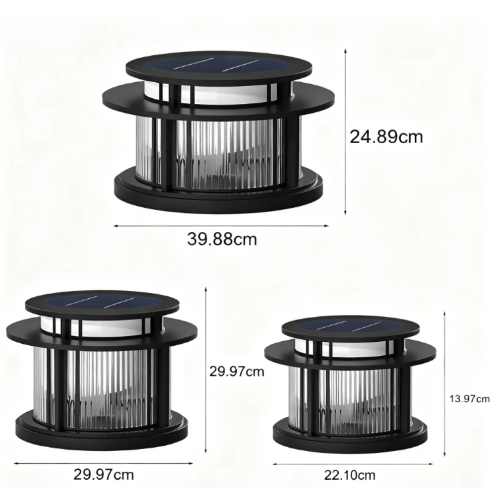 Eery Round Modern Steel Outdoor Fence Post Pillar Light - Image 7