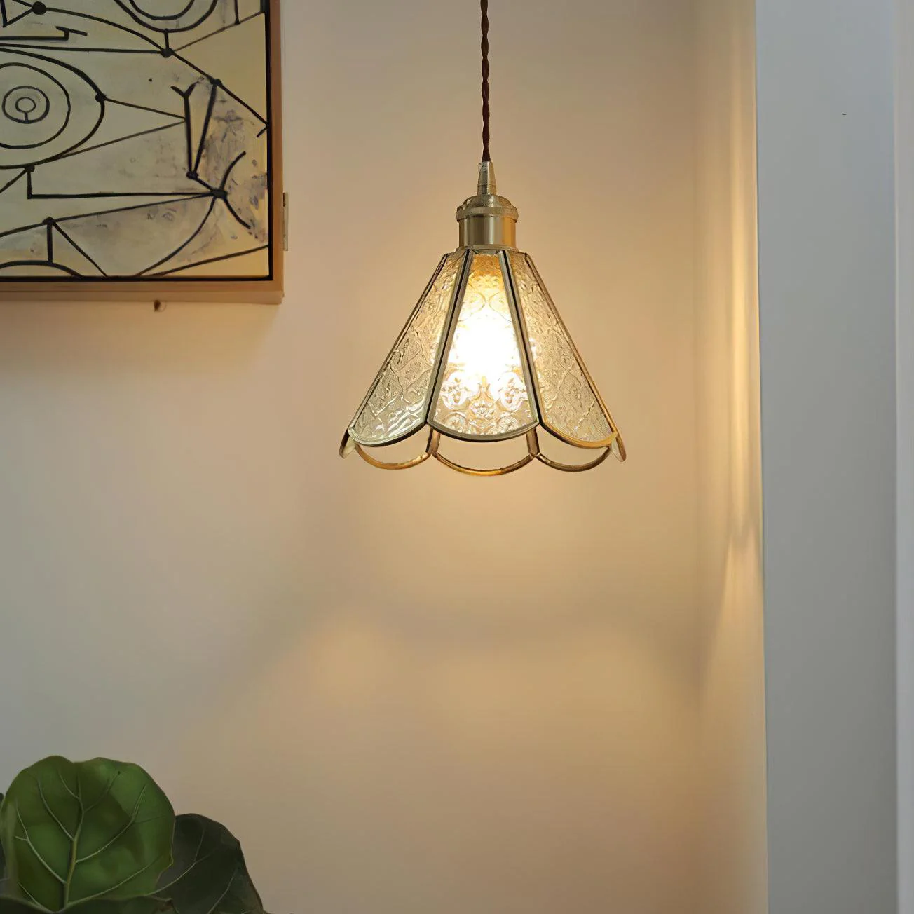 Elarace Brass & Glass Elegant Pendant Lamp - Image 4