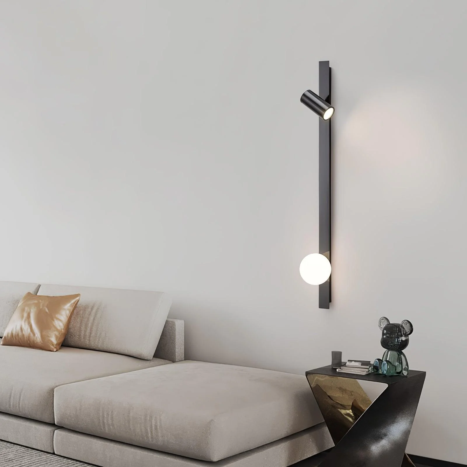 Elarise Brass Glass Minimalist Wall Light - Image 4