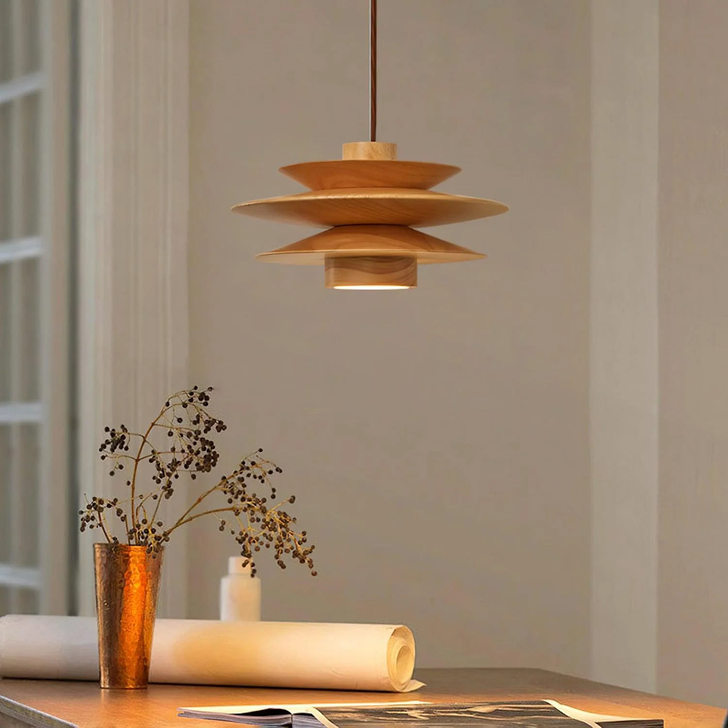 Eldora Wooden Retro Pendant Light - Image 4