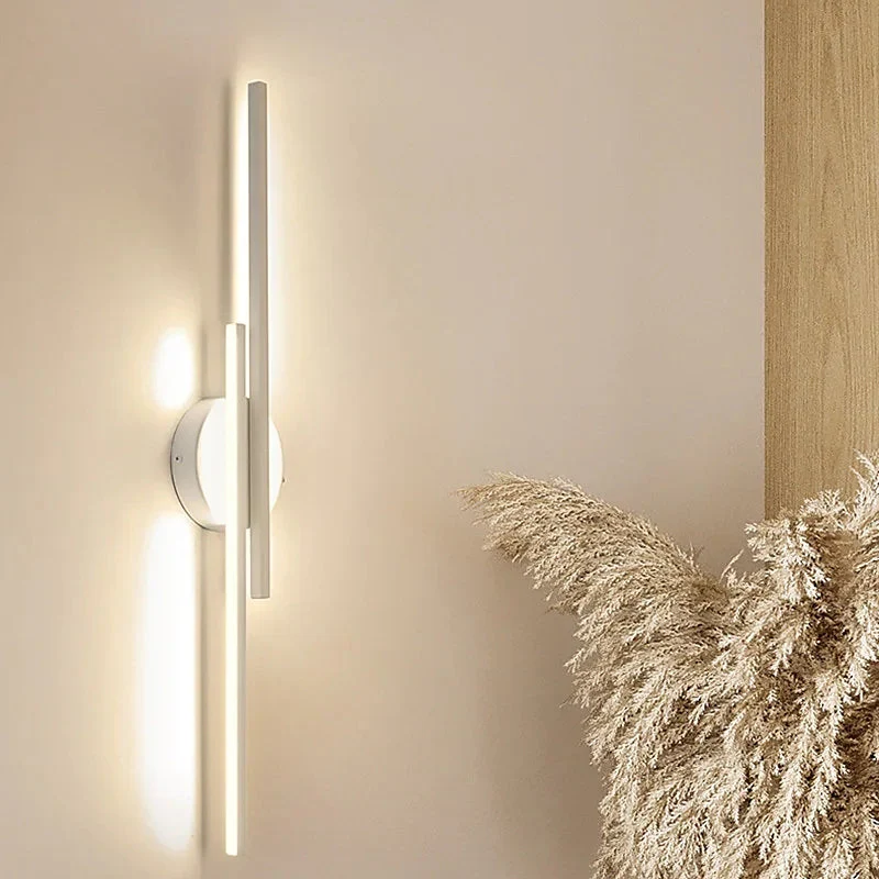 Elgo Modern Nordic Disc/Linear Metal LED Wall Lamp, Black/White - Image 2