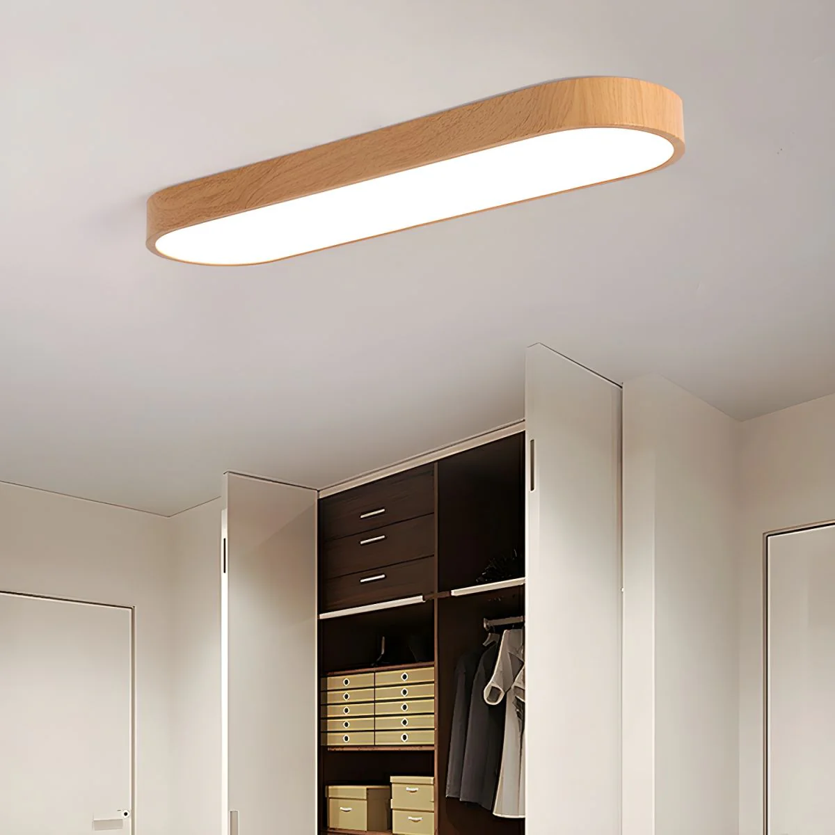 Eliriel Modern Minimalist Round Wood Flush Mount Ceiling Lamp - Image 8