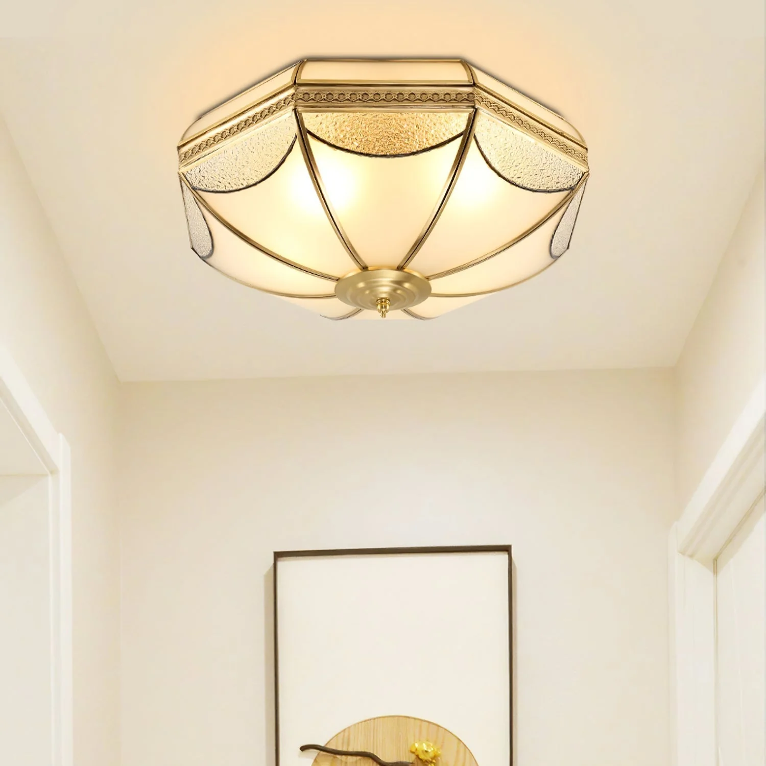 Ellaeara Warehouse Dome Shape Brass Glass Ceiling Lamp - Image 16