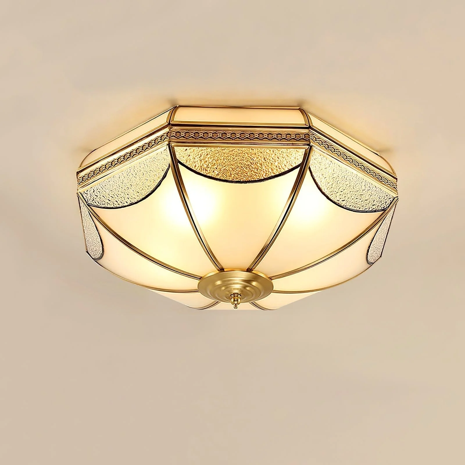 Ellaeara Warehouse Dome Shape Brass Glass Ceiling Lamp - Image 8