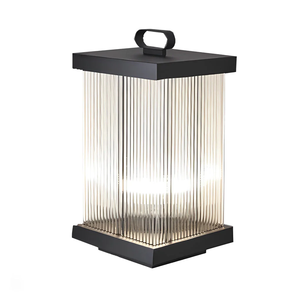 EllaN Portable Rippled Design Glass Outdoor Lantern - Image 4