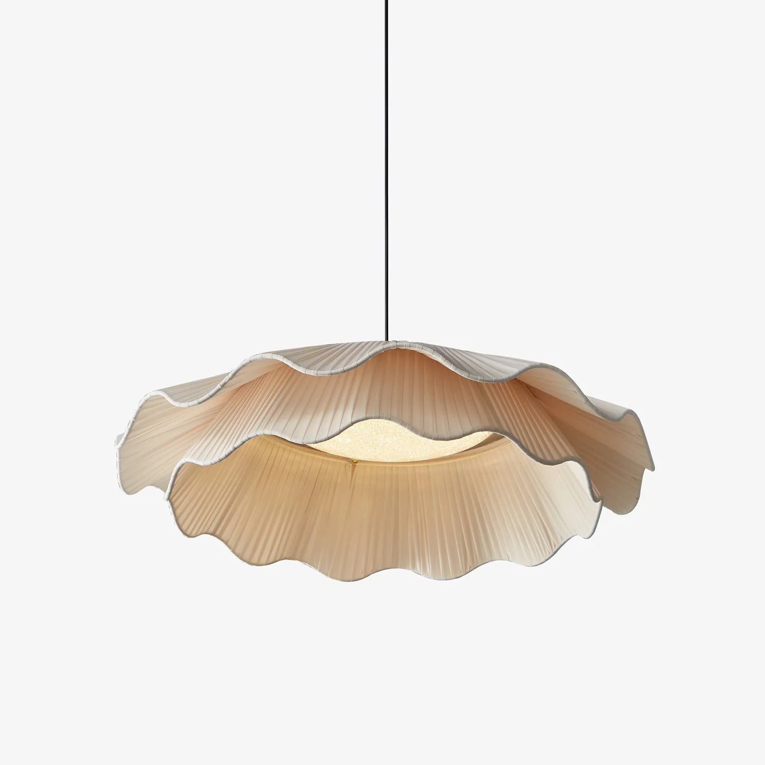 Ellorel Elegance Wave Brass Fabric Pendant Lamp