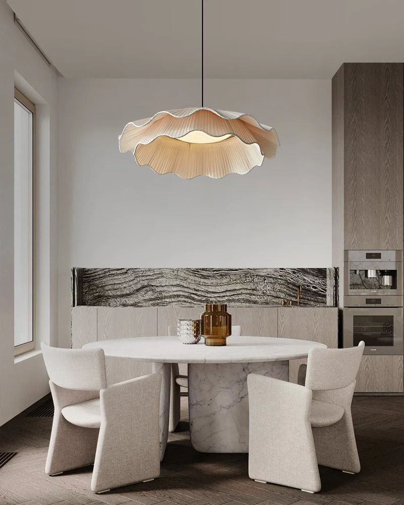 Ellorel Elegance Wave Brass Fabric Pendant Lamp - Image 20