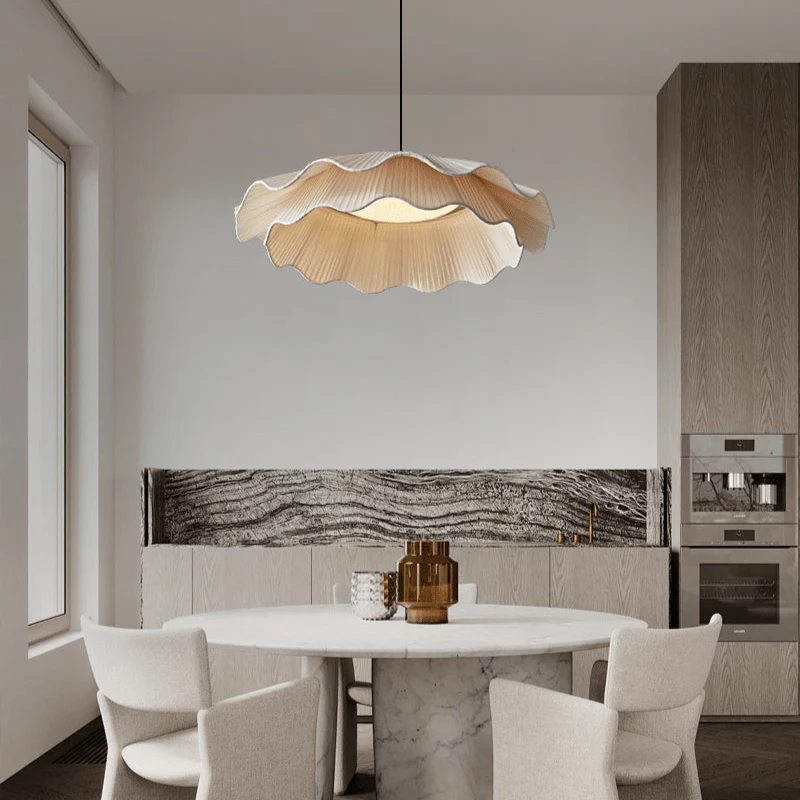 Ellorel Elegance Wave Brass Fabric Pendant Lamp - Image 3