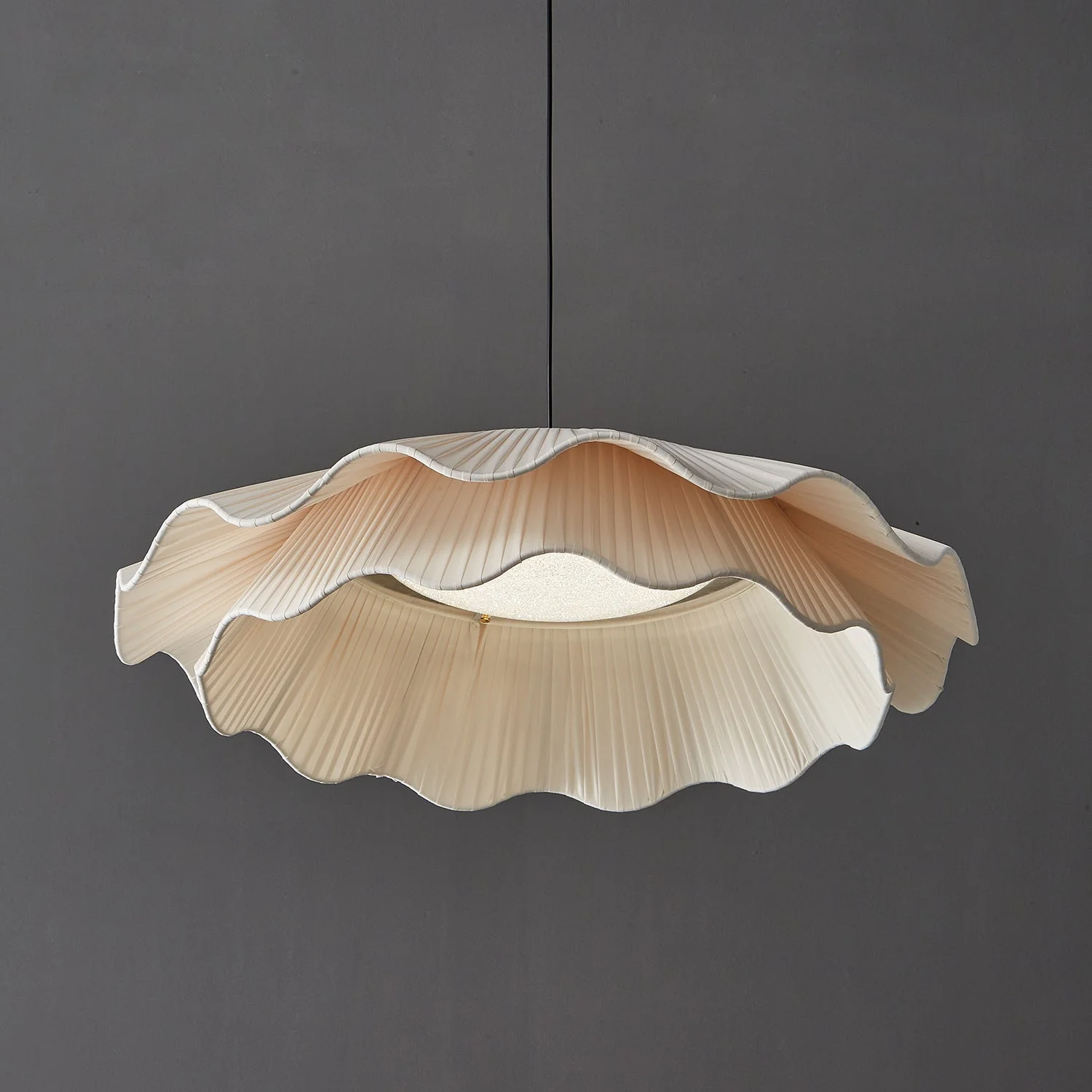 Ellorel Elegance Wave Brass Fabric Pendant Lamp - Image 9