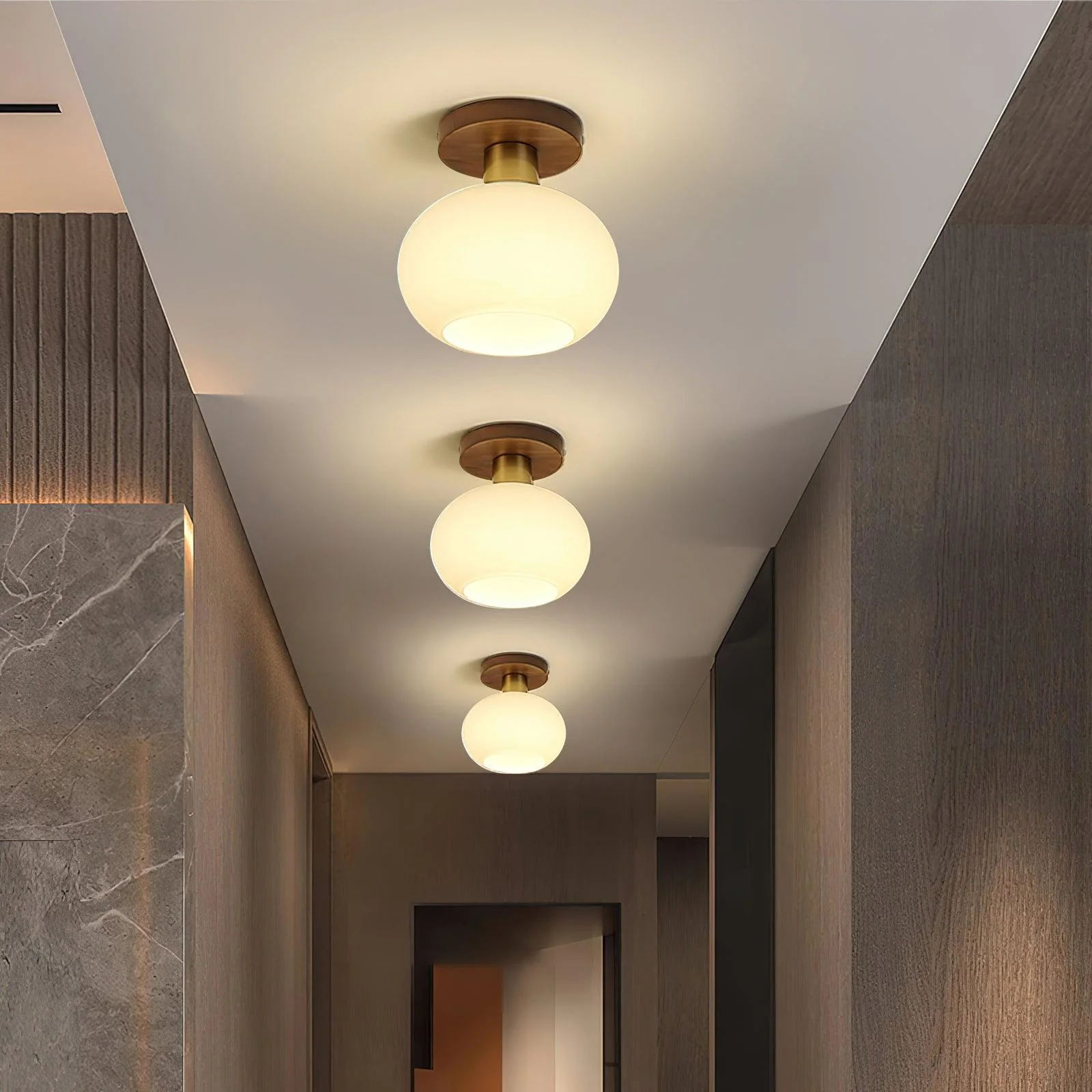 Ellorus Nordic Art White Shell Glass Ceiling Lamp - Image 3