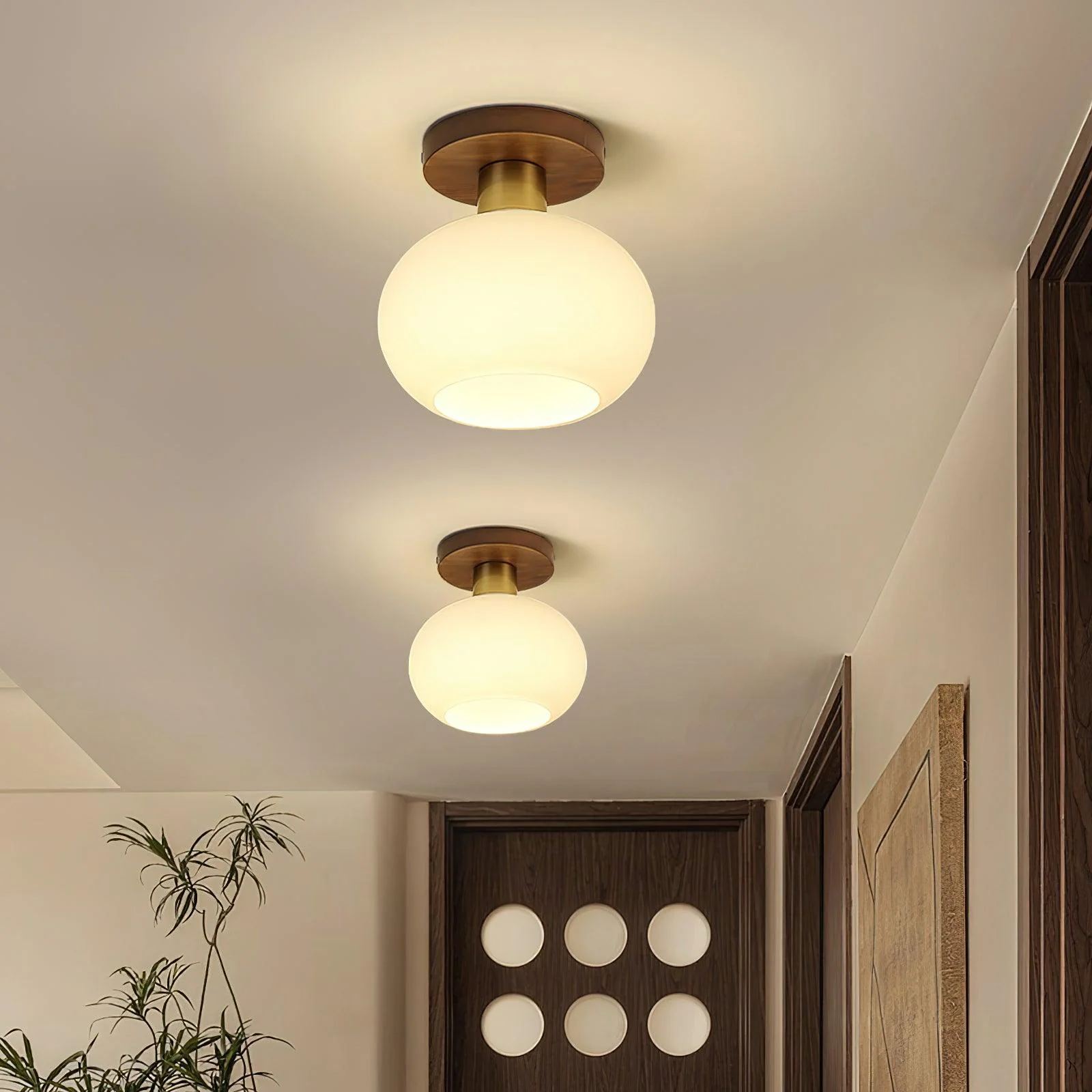 Ellorus Nordic Art White Shell Glass Ceiling Lamp - Image 4