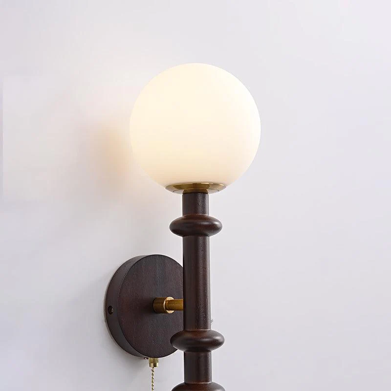 Elmiror Elegance Roman Column Glass Wood Wall Lamp - Image 10