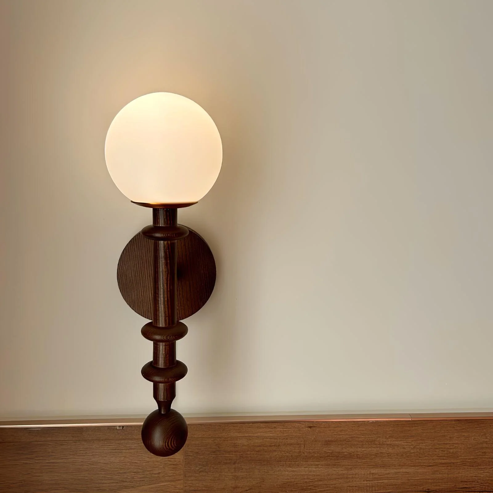 Elmiror Elegance Roman Column Glass Wood Wall Lamp - Image 12