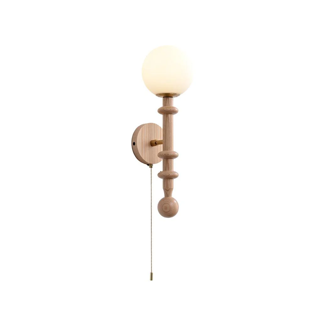 Elmiror Elegance Roman Column Glass Wood Wall Lamp - Image 13