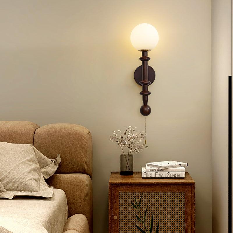 Elmiror Elegance Roman Column Glass Wood Wall Lamp - Image 16