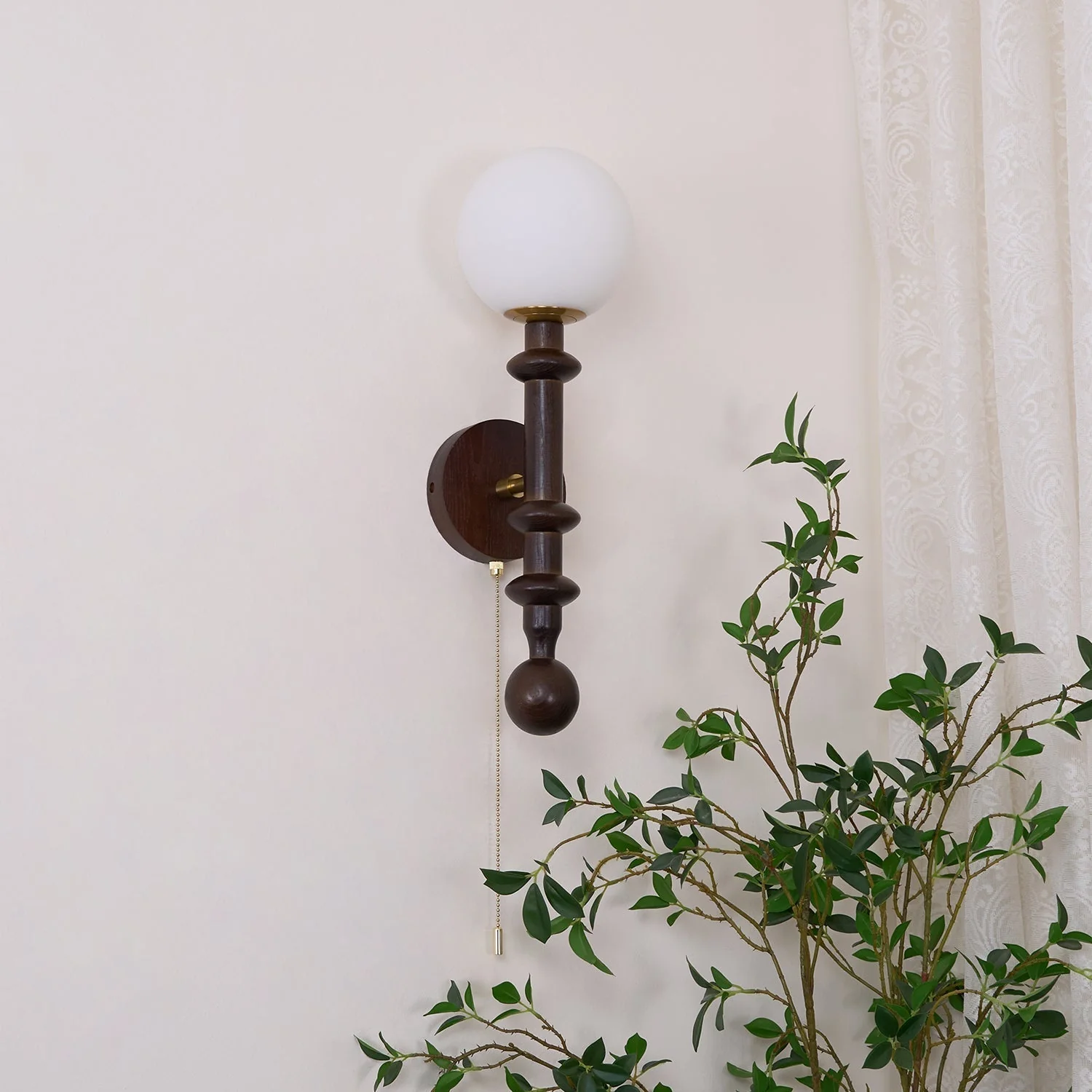Elmiror Elegance Roman Column Glass Wood Wall Lamp - Image 17