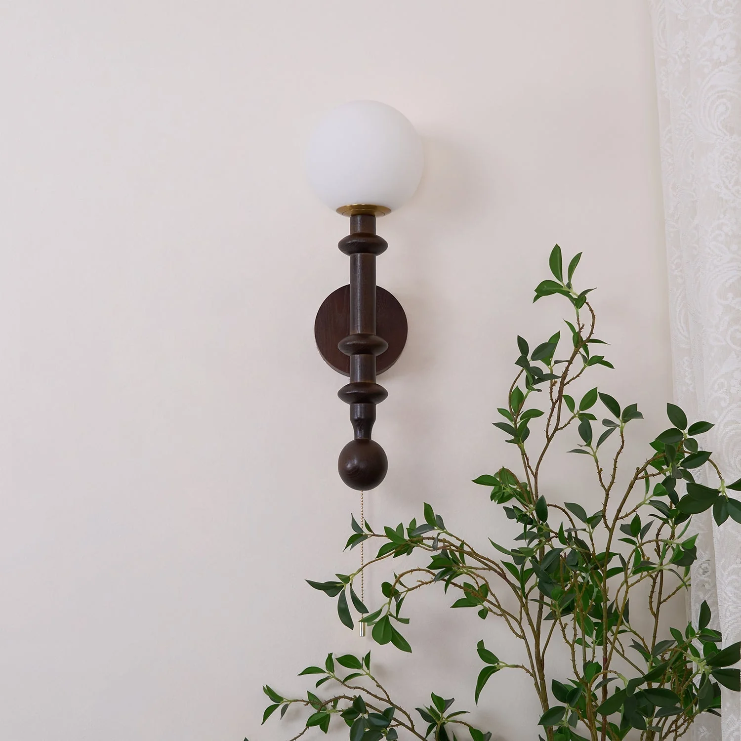 Elmiror Elegance Roman Column Glass Wood Wall Lamp - Image 18