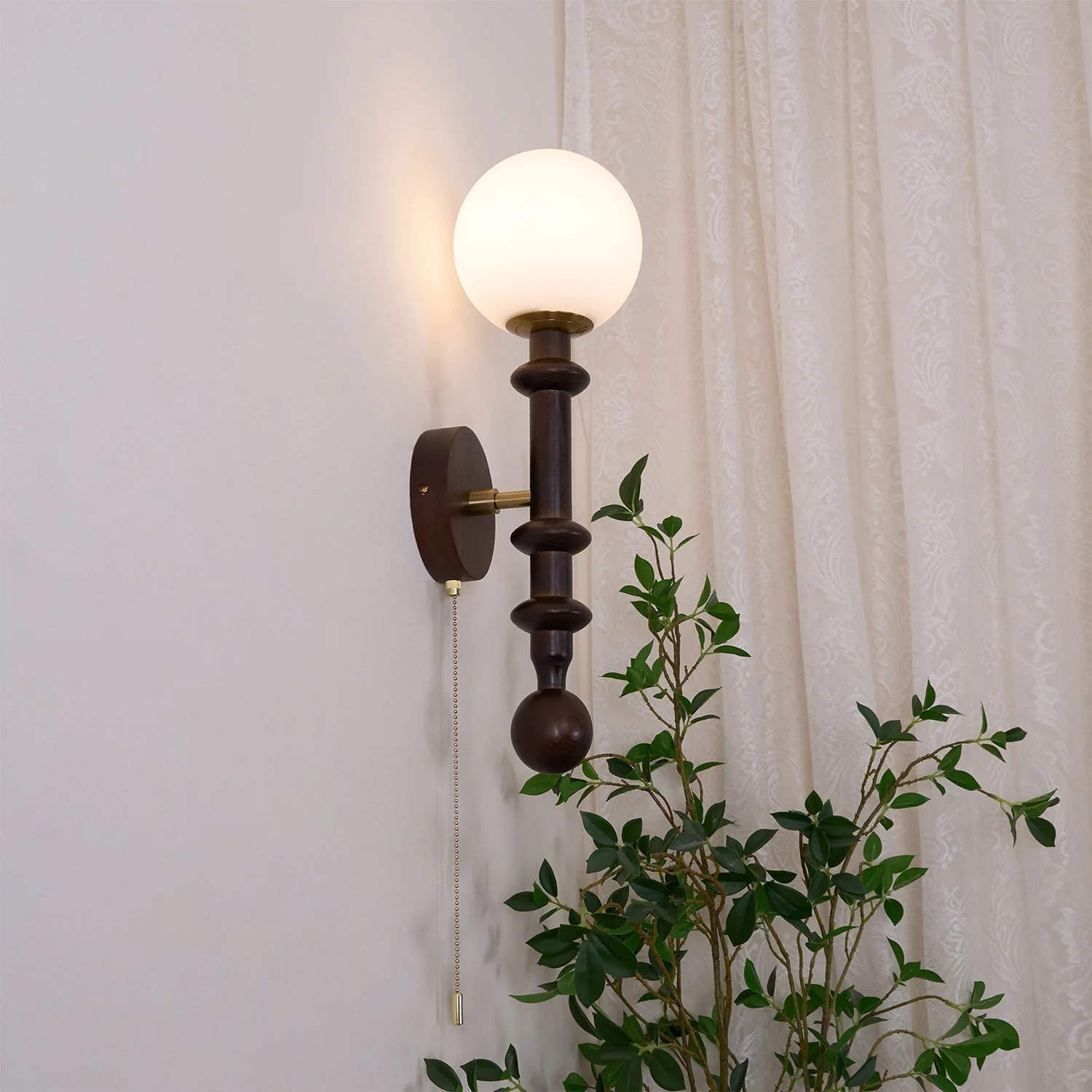 Elmiror Elegance Roman Column Glass Wood Wall Lamp - Image 19