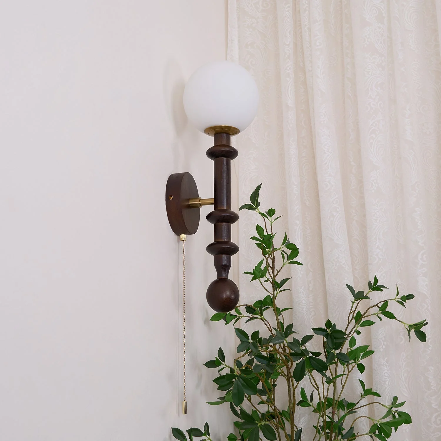 Elmiror Elegance Roman Column Glass Wood Wall Lamp - Image 20