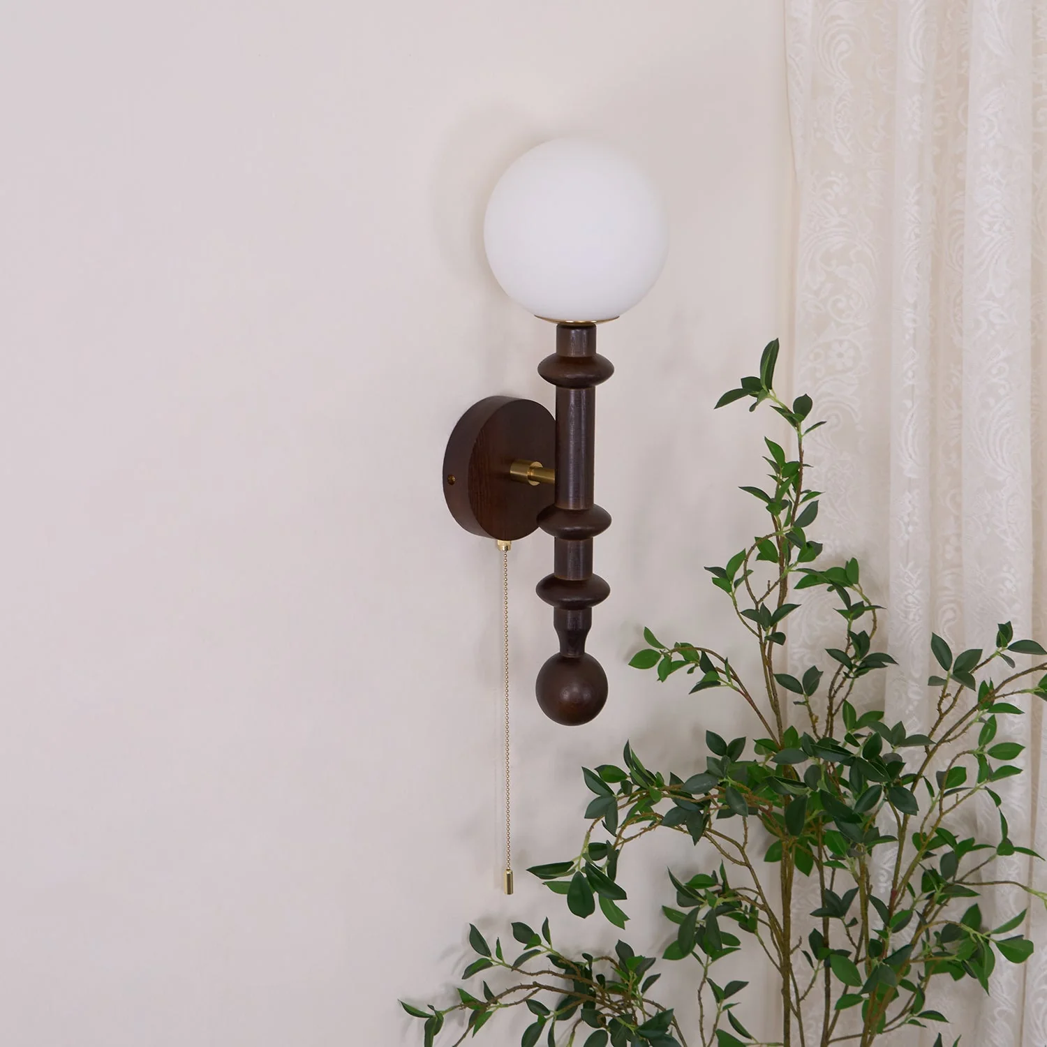 Elmiror Elegance Roman Column Glass Wood Wall Lamp - Image 22