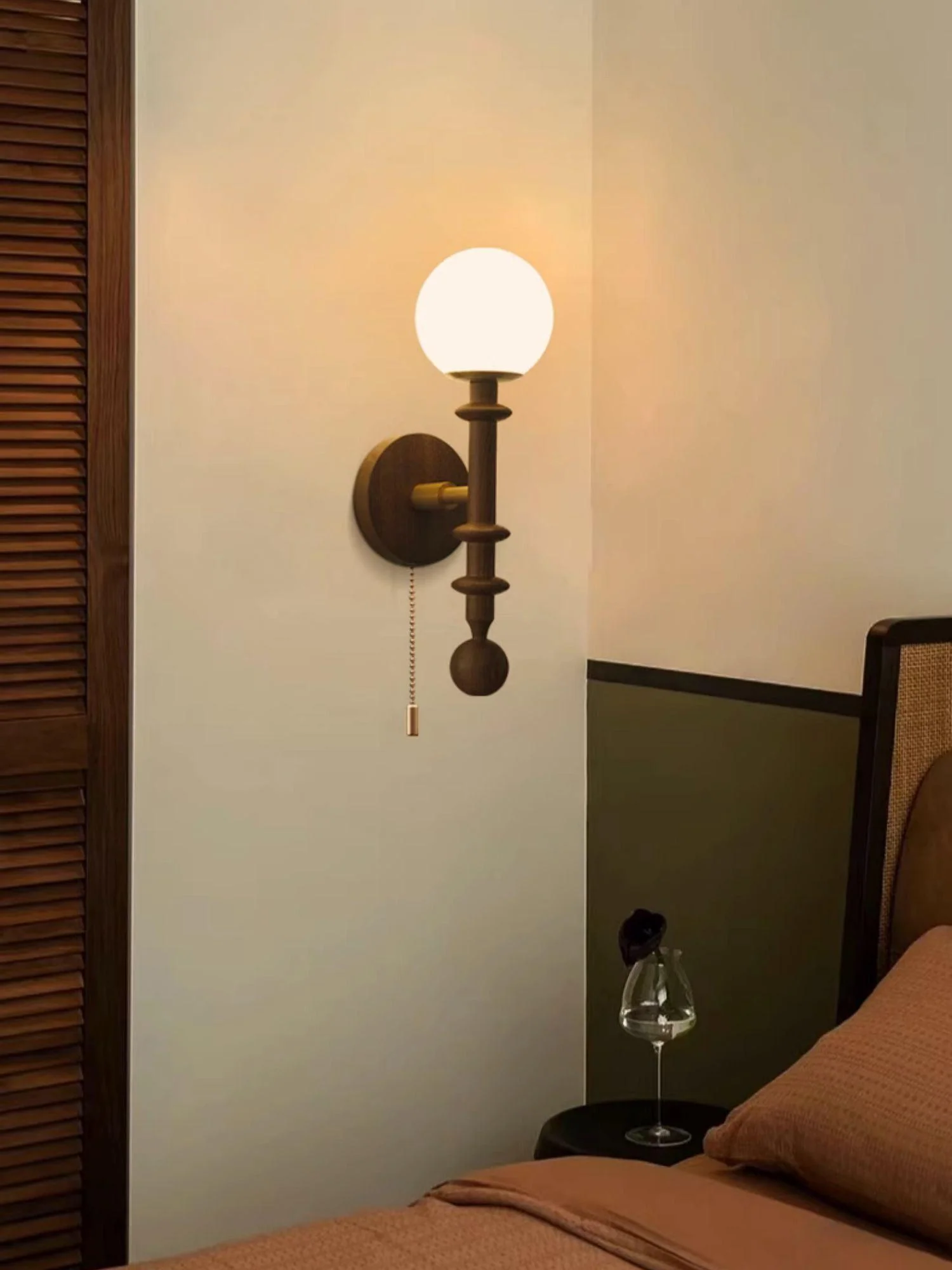 Elmiror Elegance Roman Column Glass Wood Wall Lamp - Image 23