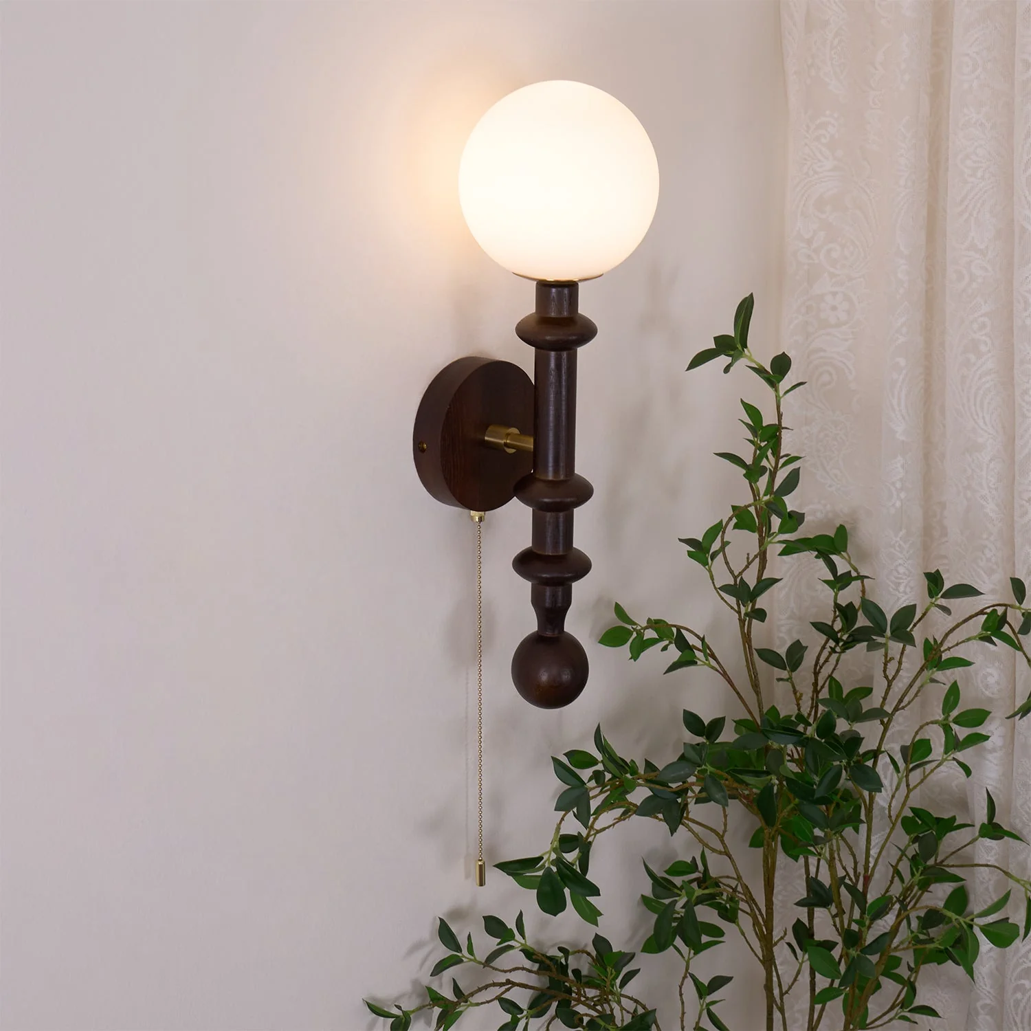 Elmiror Elegance Roman Column Glass Wood Wall Lamp - Image 24